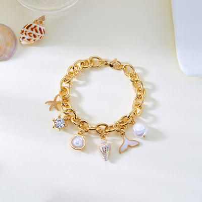 Collar y Pulsera de Perlas con Colgantes de Concha y Estrella de Mar - Image 3