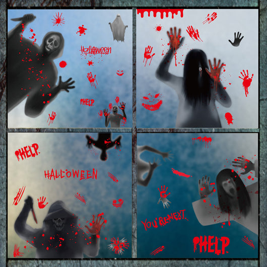 Adhesivos Electrostáticos para Vidriera Halloween - Fantasma y Calavera - Image 4