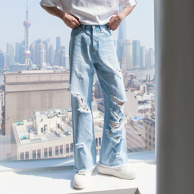 Jeans Rectos Holgados Estilo Retro Americano con Rotos - Casual Senior - Image 2