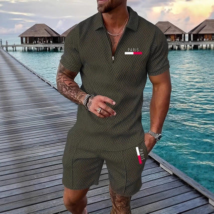 Traje de Baño Casual Retro Cuadros PARIS con Parche Térmico para Hombre - Image 3