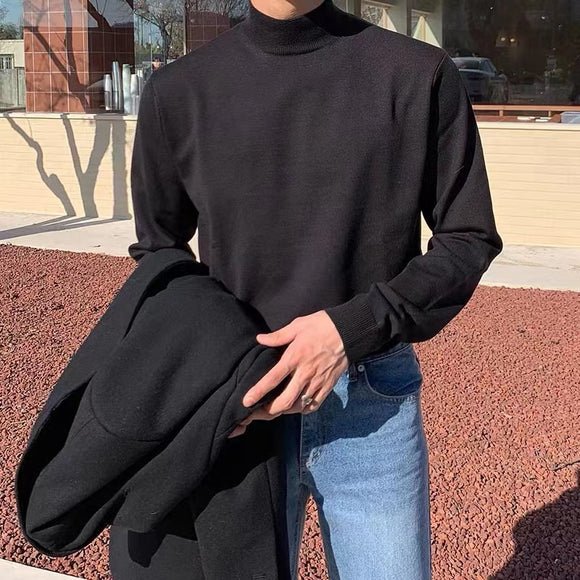 Suéter de Cuello Alto Cálido para Hombre Estilo Coreano