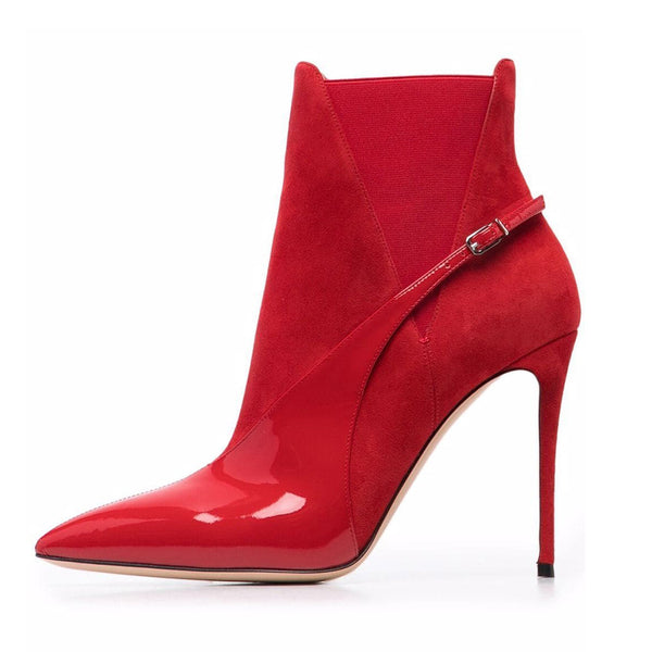 Botas Stiletto Rojo Intenso con Punta Afilada