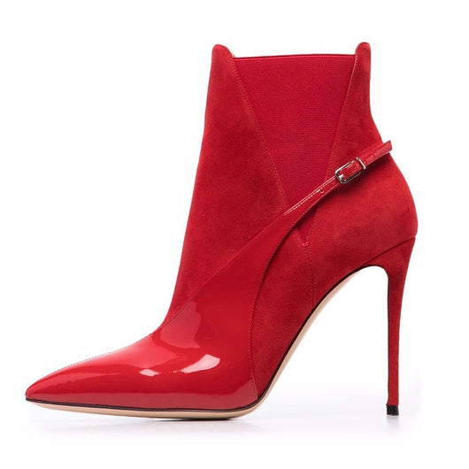 Botas Stiletto Rojo Intenso con Punta Afilada - Image 2