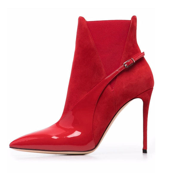 Botas Stiletto Rojo Intenso con Punta Afilada