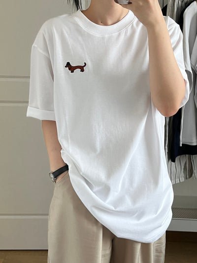 Camiseta Suelta de Algodón con Diseño de Perro Salchicha - Image 6