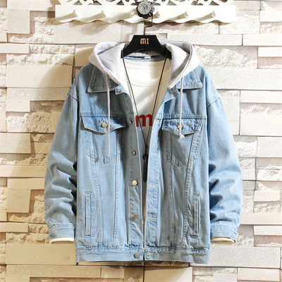 Chaqueta Denim Suelta con Capucha para Hombre