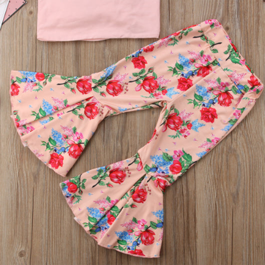 Conjunto de Dos Piezas: Blusa Estampada y Pantalón Acampanado para Niñas - Image 6