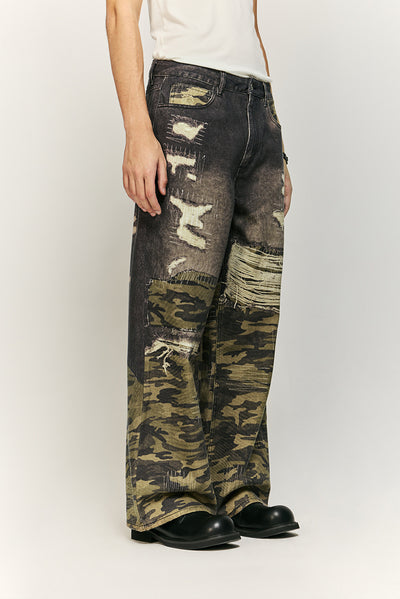 Pantalones Jeans Rectos Holgados con Estampado Digital Barba de Gato - Image 15