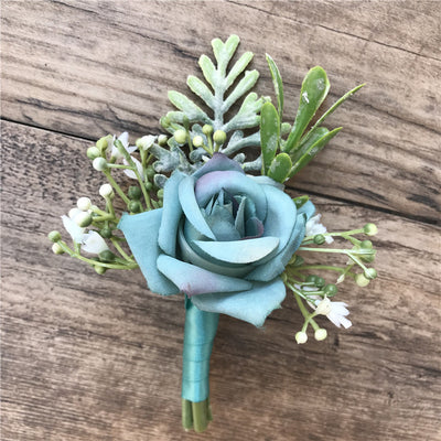 Corsage de Novia y Novio con Rosas de Seda Coreanas - Pequeños Capullos para Antes de la Boda - Image 29