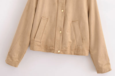 Chaqueta Casual de Cuello Alto en Ante y Forro Polar para Mujer - Image 8