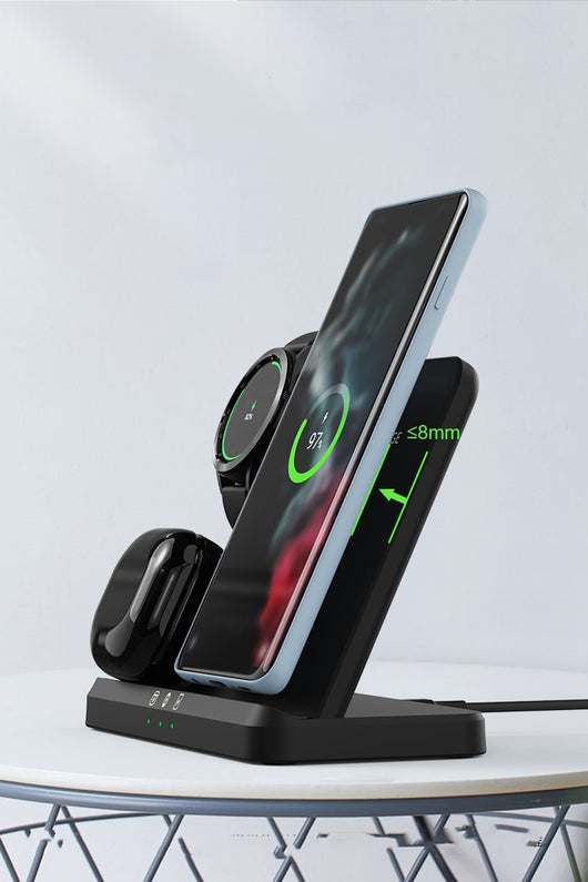 Cargador Inalámbrico Vertical 3 en 1 - Base de Carga para Teléfono, Auriculares y Reloj - Image 16