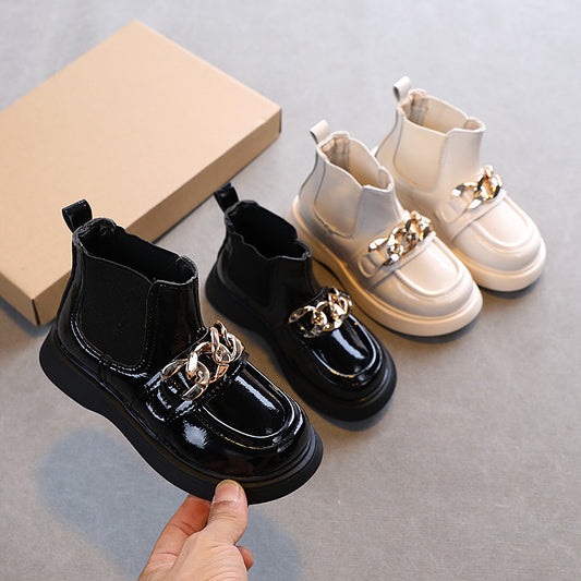 Botas Princesa Martin de Cuero Brillante con Suela Suave para Niñas