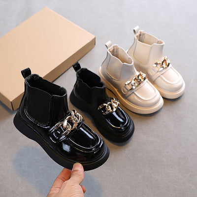 Botas Princesa Martin de Cuero Brillante con Suela Suave para Niñas