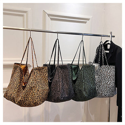 Bolso Retro de Hombro Estampado Leopardo con Textura Casual - Image 4