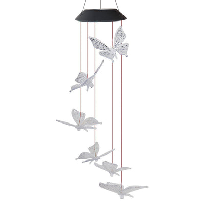 Lámpara Solar Decorativa con Cambio de Color - Carillón de Viento Cristal Colibrí y Mariposa - Image 20