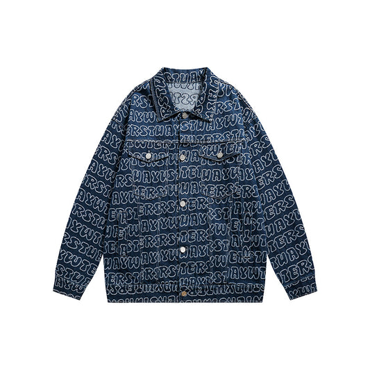 Chaqueta Denim Estampada All Over Unisex Boyfriend Fit