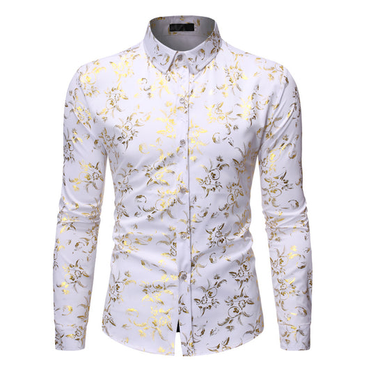 Camisa Casual Hombre con Estampado Floral Bronce - Image 6