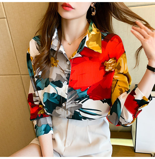 Blusa Larga de Chifón Poliéster para Mujer