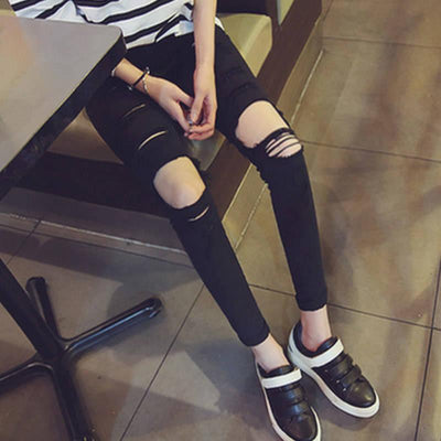 Pantalones Skinny Rotos Negros para Mujer - Image 8