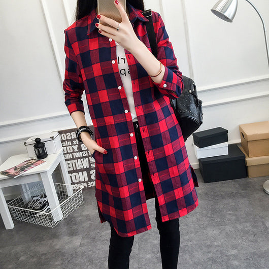 Camisa a Cuadros de Largo Medio para Mujer - Image 8