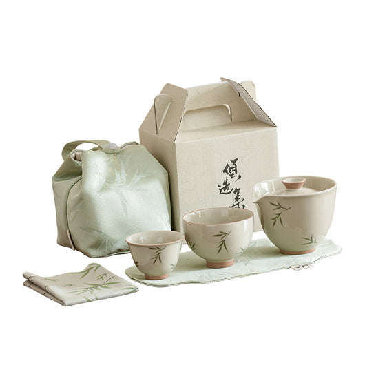 Juego de Té Portátil Bambú Pintado a Mano - Tetera y Taza Todo en Uno - Image 5