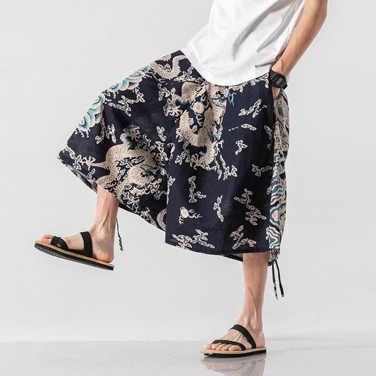 Pantalones Cortos Holgados Estilo Chino con Estampado Floral y Elefante - Image 4