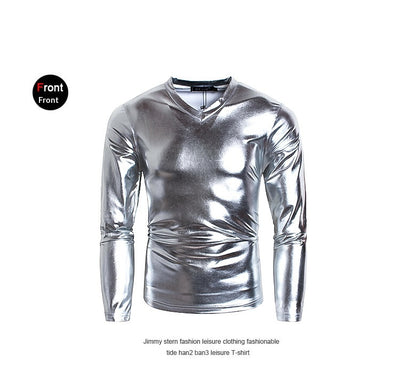 Playera Base V-Neck Brillante de Manga Larga para Hombre - Image 8