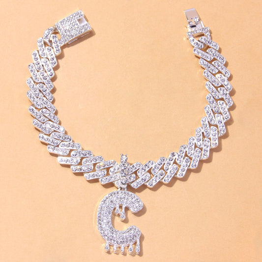 Pulsera Tobillera Letra Gota de Agua Cuadrada Cuba Personalizada