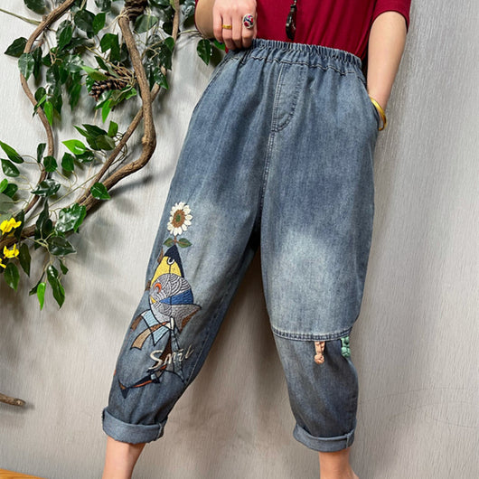 Jeans Vintage con Bordado Artístico para Mujer - Image 3