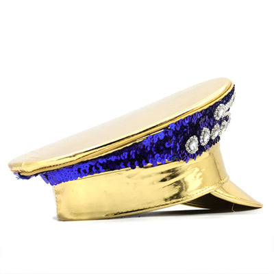 Gorra Azul Marino con Coronas de Diamantes y Cuero - Image 2