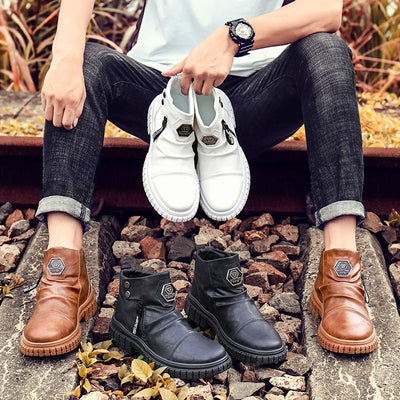 Botas de Cuero para Hombre - Diseño Versátil de Caña Media - Image 11