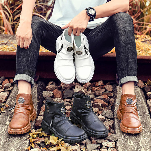 Botas de Cuero para Hombre - Diseño Versátil de Caña Media - Image 11