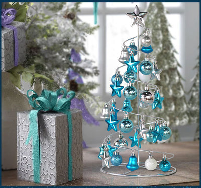 Árbol Navideño Metálico Miniatura con Bolas Decorativas para Escritorio - Image 11