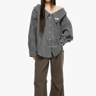 Blusa Rayada Vertical Desmontable para Mujer - Image 3