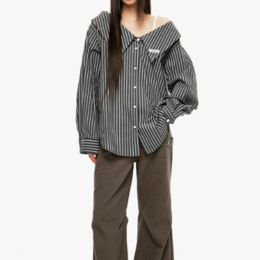 Blusa Rayada Vertical Desmontable para Mujer - Image 3