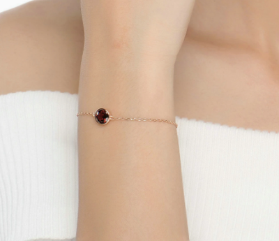 Pulsera de Granate Natural con Baño de Oro Rosa y Plata de Ley - Image 7