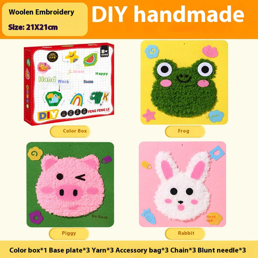 Kit de Bordado Infantil con Animales de Dibujos Animados - Juguete Educativo DIY para Jardín - Image 14