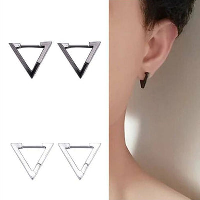 Aros Triangulares de Acero Inoxidable para Hombre y Mujer - Diseño Punk Hip Hop - Image 3