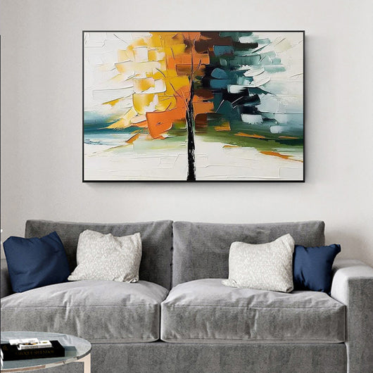 Cuadro Abstracto Moderno Óleo sobre Lienzo con Textura 3D - Flores Contemporáneas para Sala - Image 8