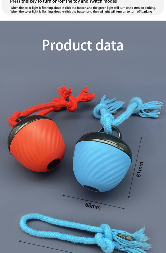 Red and black smart interactive pet toy ball with a textured swirl pattern and an attached red rope. - Image 39
