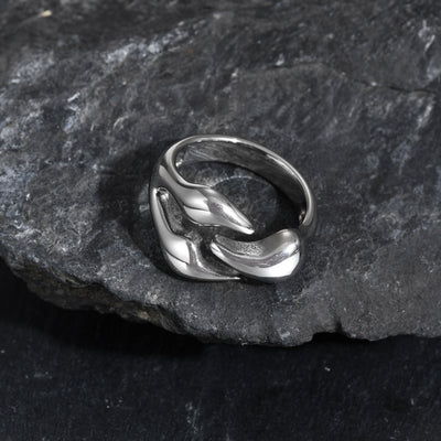 Anillo de Acero Inoxidable con Diseño Geométrico Irregular para Hombre - Image 9