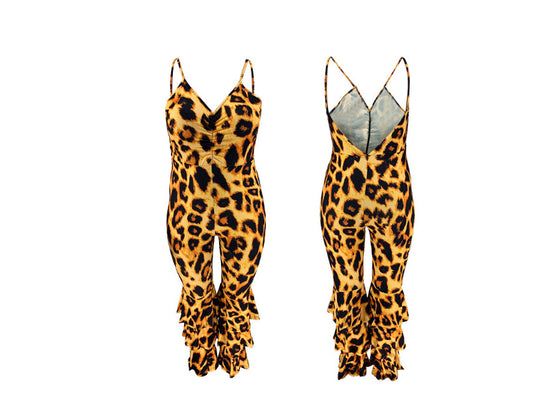 Jumpsuit Oversize para Mujer con Escote V en la Espalda y Estampado Leopardo Sexy - Image 2