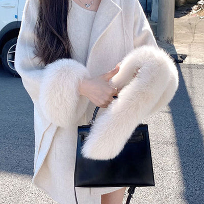 Abrigo de Lana Elegante Estilo Coreano Manga Larga Ajustado Retro - Image 5