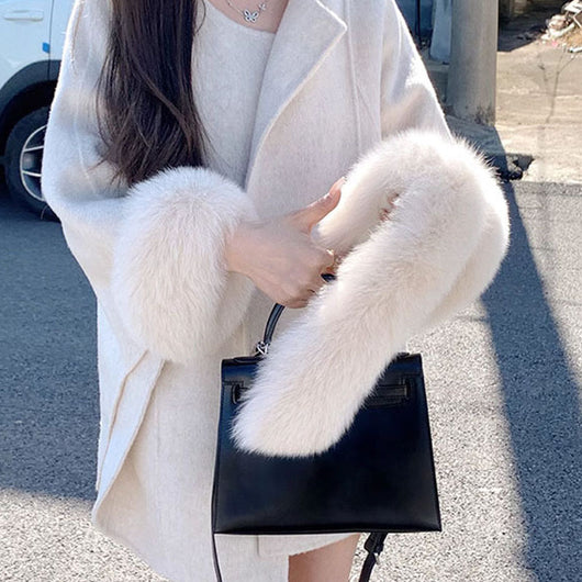 Abrigo de Lana Elegante Estilo Coreano Manga Larga Ajustado Retro - Image 5