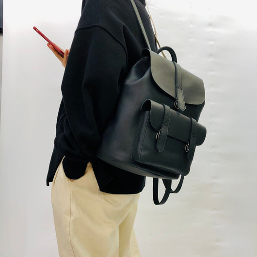 Mochila de Cuero Genuino Retro Hecha a Mano - Bolso Compacto Primera Capa - Image 3
