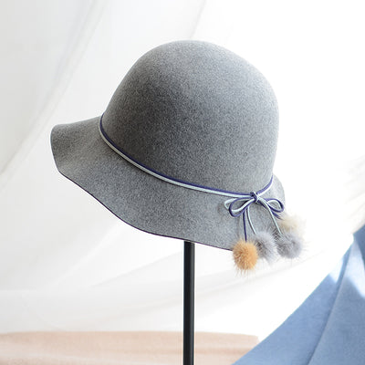 Gorro Lana Pescador Coreano con Pomón de Piel - Sombrero Cuenca Elegante para Mujer - Image 5