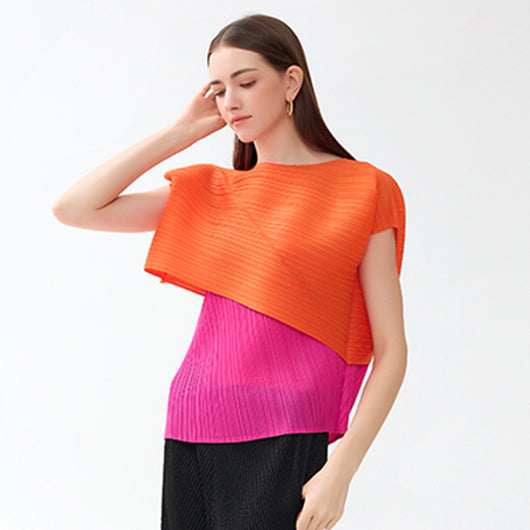 Blusa de Moda Asimétrica con Combinación de Colores para Primavera y Otoño - Image 4