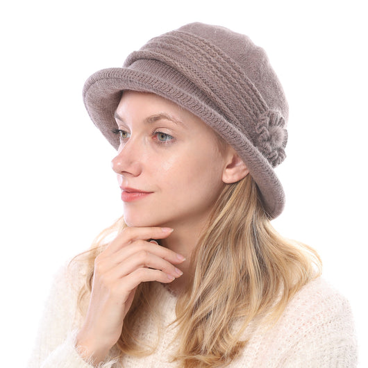 Gorro Tejido Grueso para Mujer con Flor - Abrigo Elegante y Cálido - Image 8