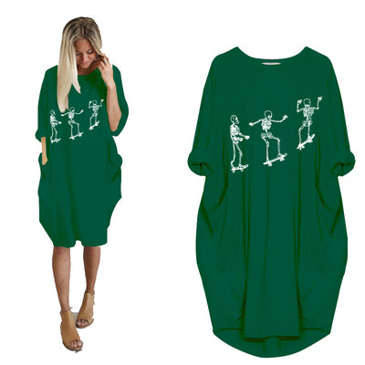 Vestido Holgado de Manga Larga con Estampado Temático y Bolsillos - Image 30