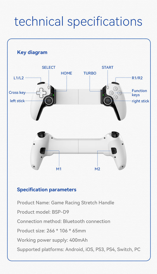 Control Inalámbrico Telescópico para Gaming PC, Streaming y Consolas Bluetooth - Image 10
